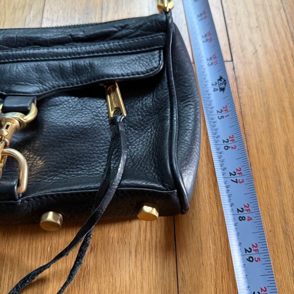 Rebecca Minkoff Mini MAC Purse Black Pebbled Leather Tassel Stud and Chain - Picture 7 of 16